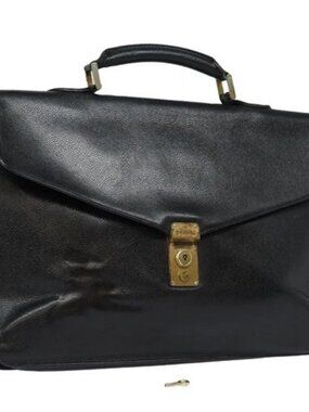 CHANEL Hand Bag Calf Skin Black CC Auth bs16380